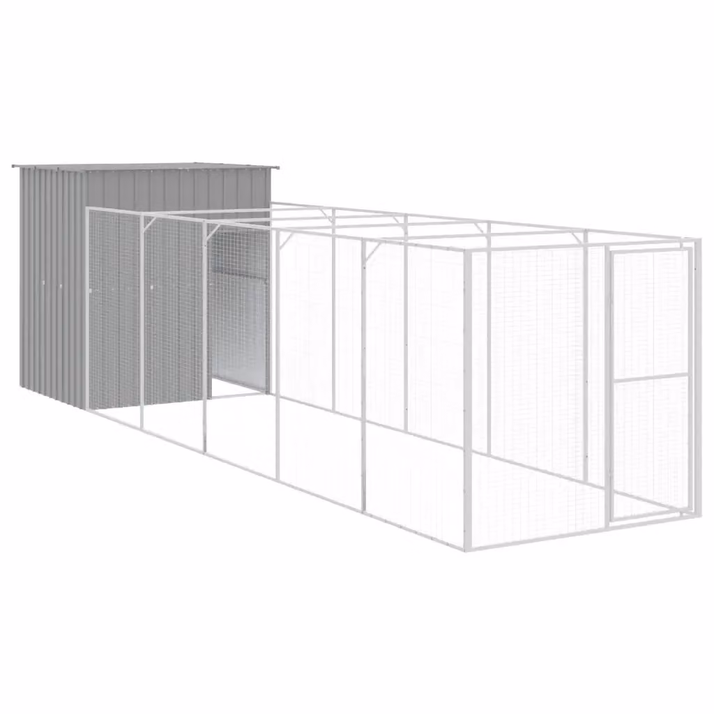 Casetta per cani vidaXL in metallo grigio resistente alle intemperie L: 659 cm, P: 165 cm, H: 181 cm – 2