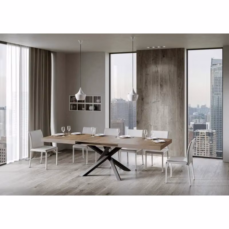 Tavolo allungabile Volantis ITAMOBY con telaio Antracite e piano Noce, L: 200-460 cm, P: 90 cm – 2