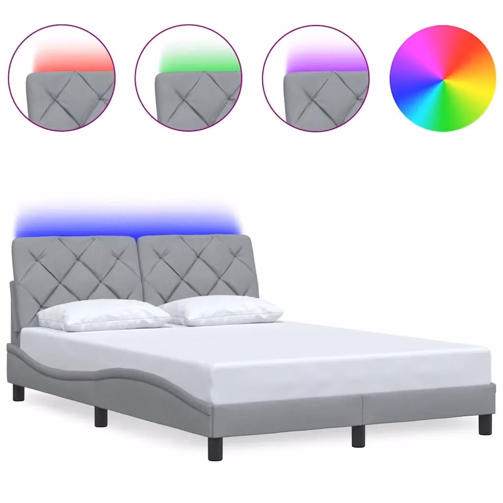 vidaXL Giroletto con LED e porta USB senza materasso, Grigio Chiaro, L/P/H: 120 x 200 cm – 2
