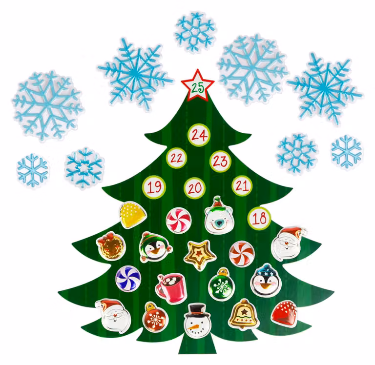 Adesivo da parete a tema natalizio - Calendario dell'Avvento - Albero di Natale