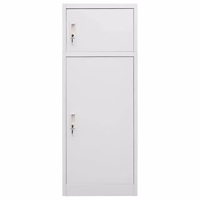 Armadietto per sella DESIGN IN in acciaio grigio chiaro con ante a battente e serratura, L: 53 cm, P: 53 cm, H: 140 cm