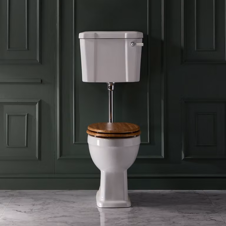 WC Monoblocco Tradizionale - Kit scarico Cromo/Bianco- Sedile Rovere - Richmond
