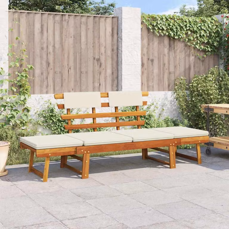 vidaXL Panca da Giardino 2-in-1 con Cuscini in Legno di Acacia Oliato, Marrone