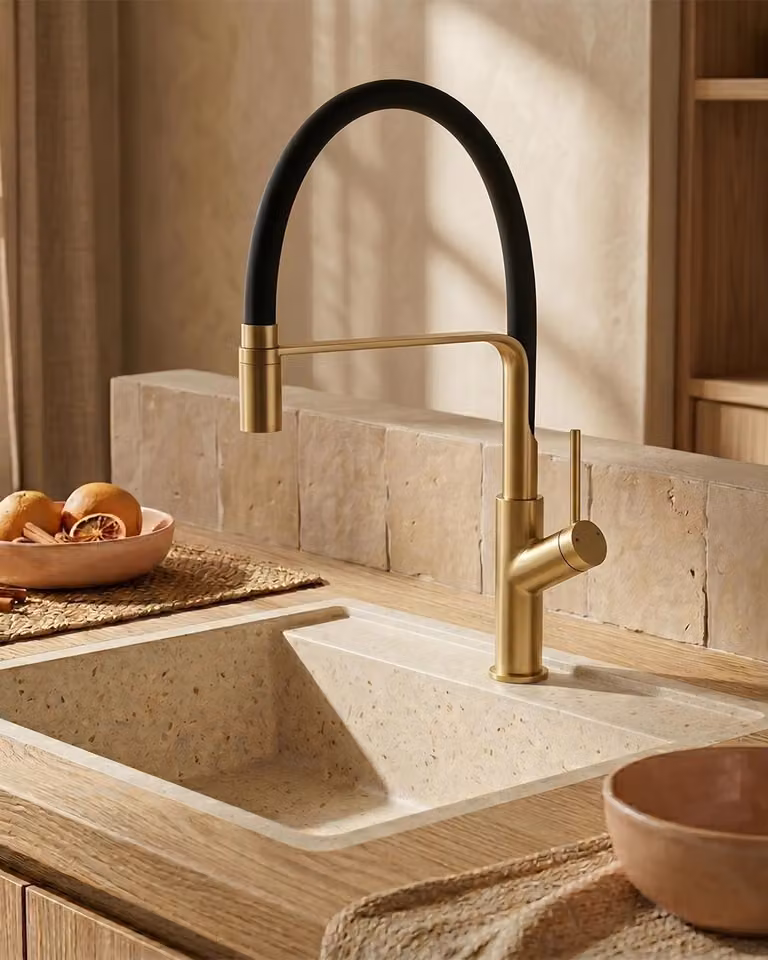 Miscelatore cucina flessibile Imola oro spazzolato