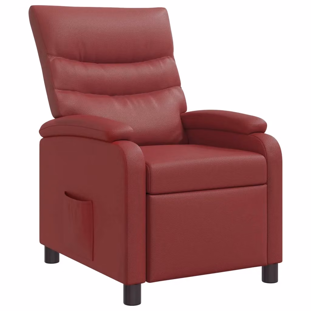 Poltrona reclinabile relax in similpelle rossa con braccioli per soggiorno e ufficio – 2