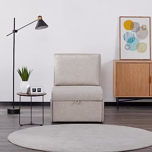 Poltrona Pouf Letto Singolo con Materasso SOFY Crema