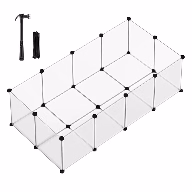 Recinto per Animali con Fondo, Bianco / 143 x 73 x 46 cm