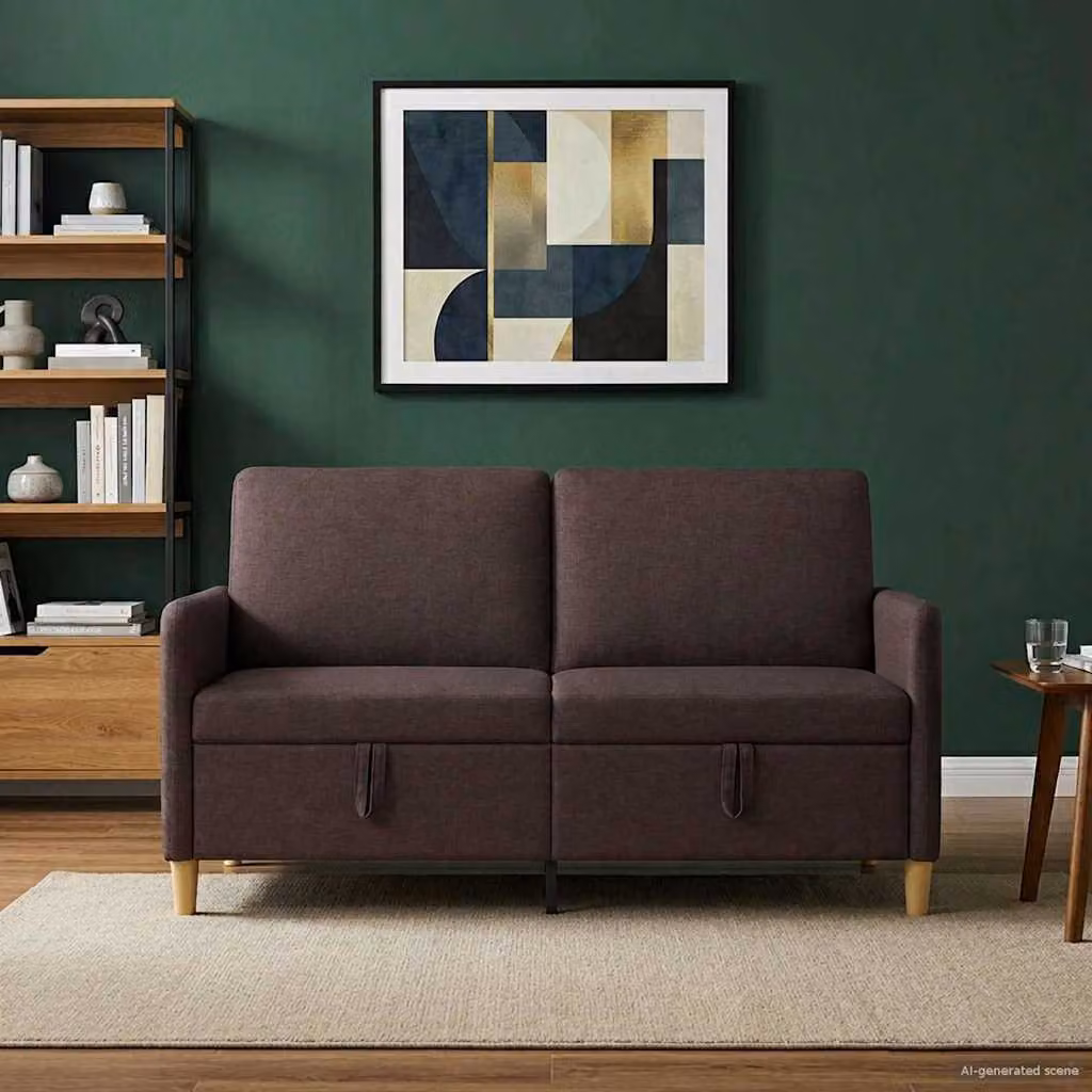vidaXL Divano Moderno con Contenitore e Seduta Sollevabile Marrone L: 152 cm, P: 78 cm, H: 87 cm