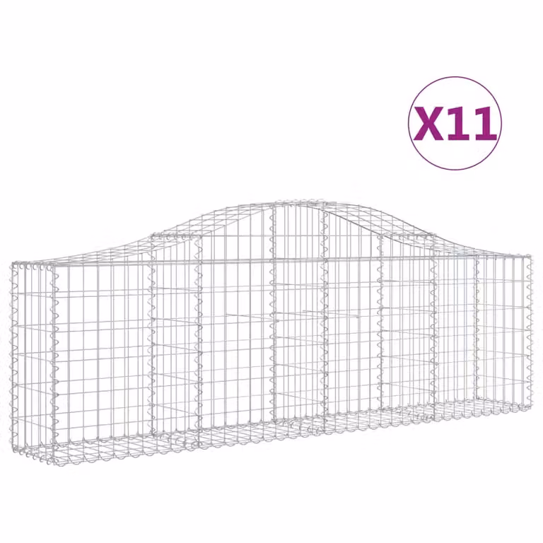 Cesti Gabbioni ad Arco 11 pz 200x30x60/80 cm Ferro Zincato