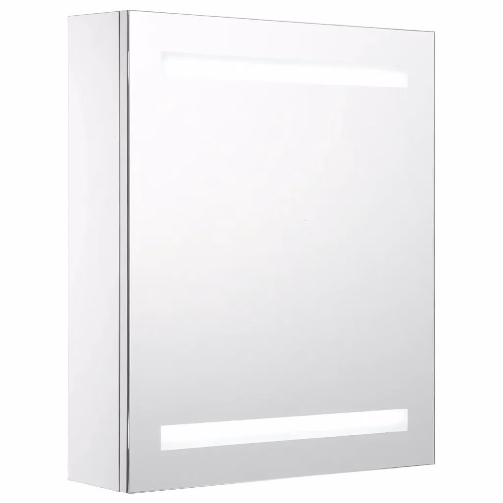 Armadietto da bagno Design Mania con specchio e illuminazione LED, bianco e argento, L 50 cm x P 13,5 cm x H 60 cm – 2