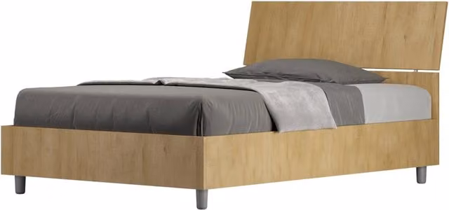 Letto 1 Piazza e Mezzo 120x200 cm Senza Rete Testata Inclinata Demas Quercia Natura