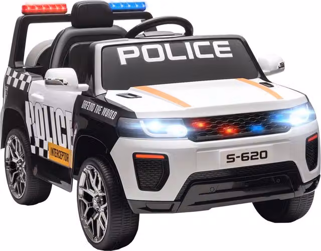 Auto Elettrica Polizia per Bambini con Telecomando ¨C Xylo ¨C Bianco con Sirena e Sospensioni