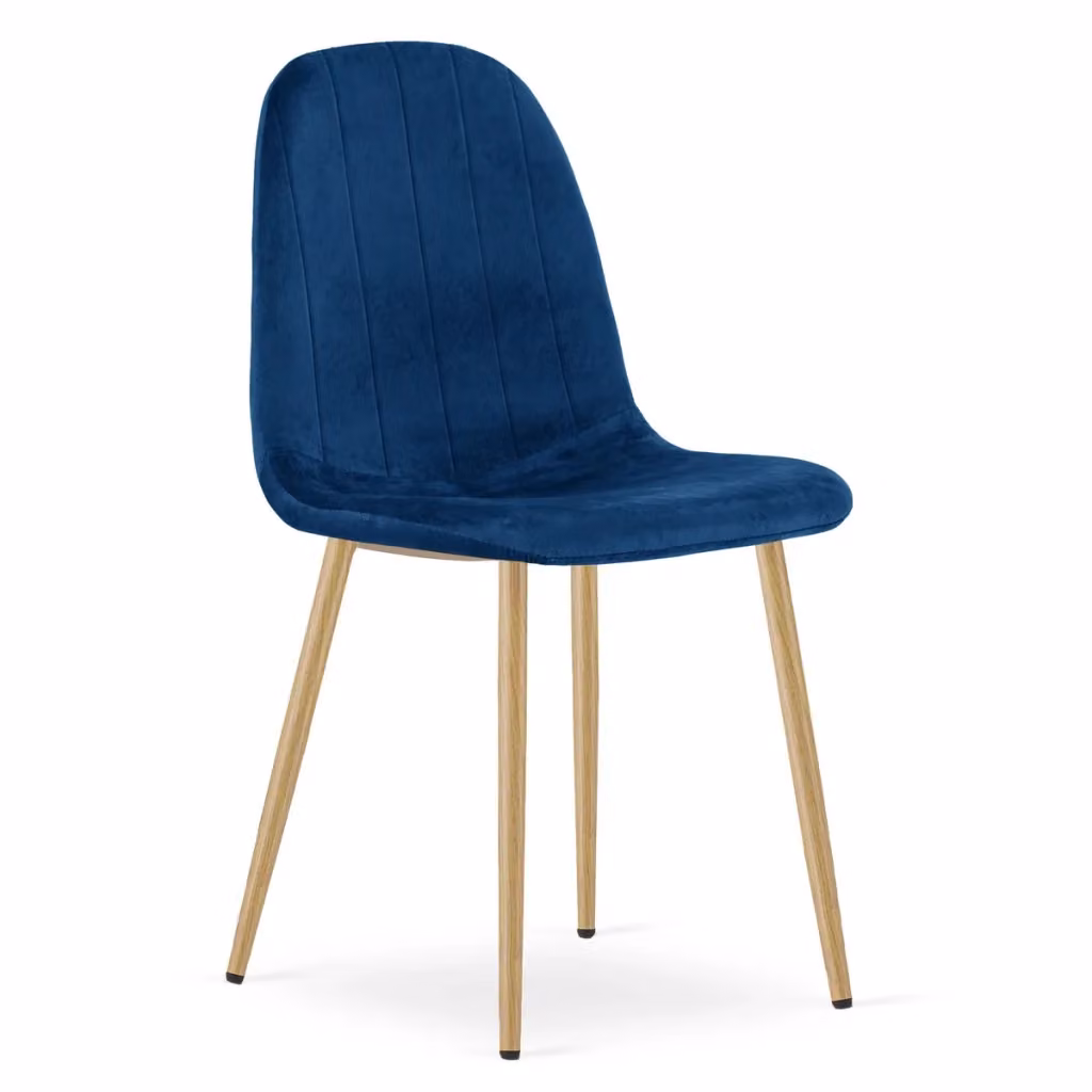 Set di 4 sedie Padva in velluto blu con gambe in legno e metallo KENDRA HOME – 2