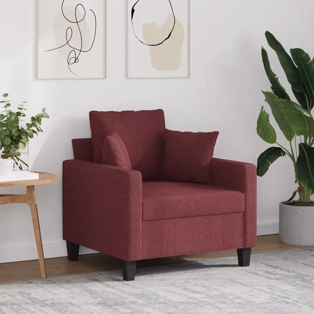 Poltrona Relax Moderna con Braccioli in Tessuto Rosso con Struttura in Metallo – 2