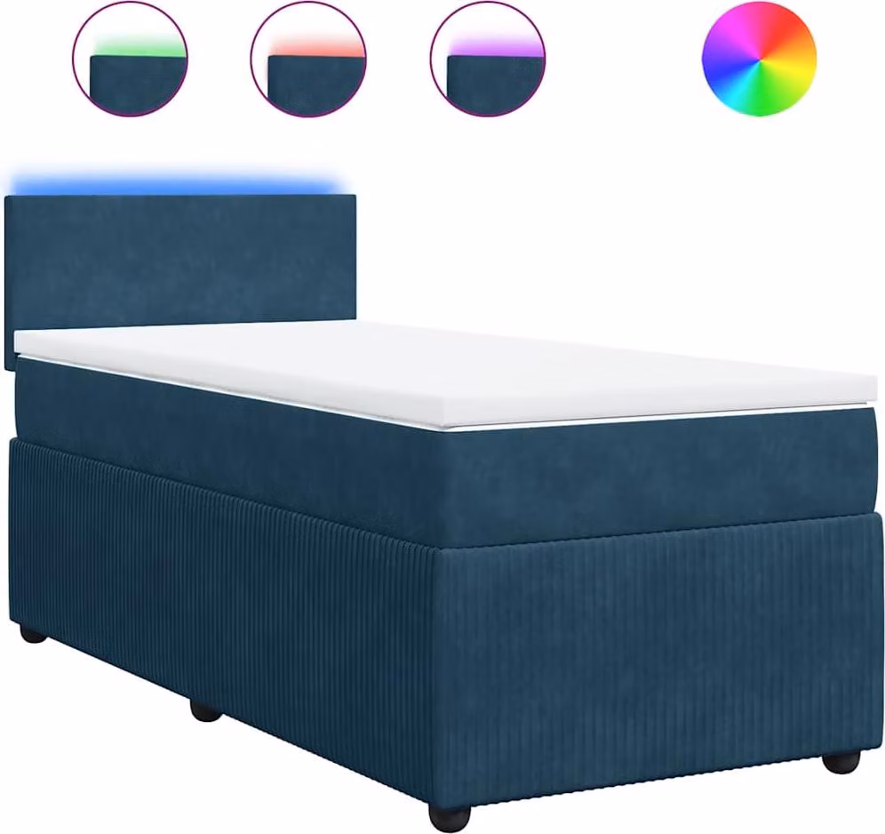 vidaXL Letto a molle con materasso blu 80x200 cm in velluto