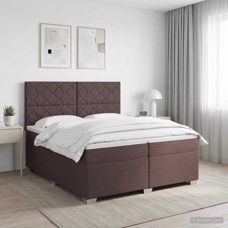 vidaXL Letto box spring con materasso a molle insacchettate Marrone e Bianco L/P: 200 x 200 cm