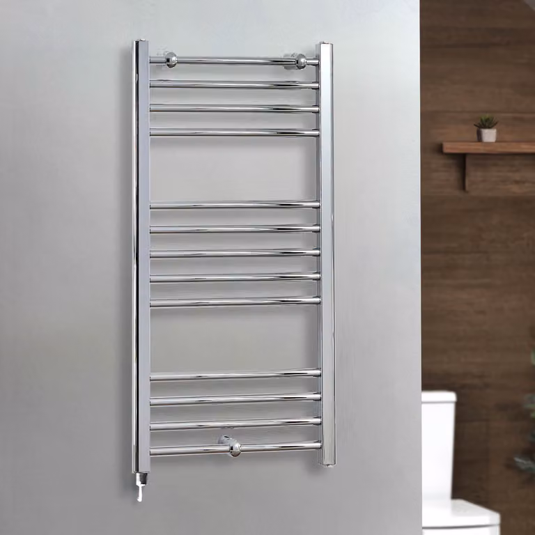 Scaldasalviette Elettrico Curvo Cromato - 1000mm x 500mm - con Elemento Semplice con Presa Elettrica - Kent - ECOSO by Hudson Reed