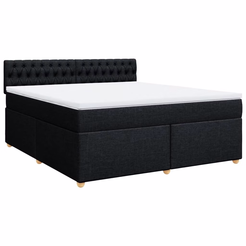 Letto a molle con materasso nero 180x200 cm in tessuto