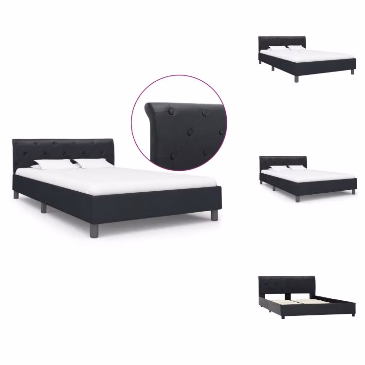 vidaXL Struttura letto in Pelle finta nera 140 × 200 cm - Letti e strutture letto
