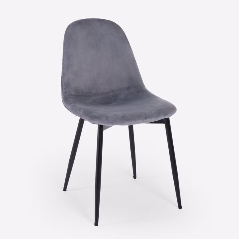 Sedia in velluto per sala da pranzo e cucina dal design moderno Lozan - grigio