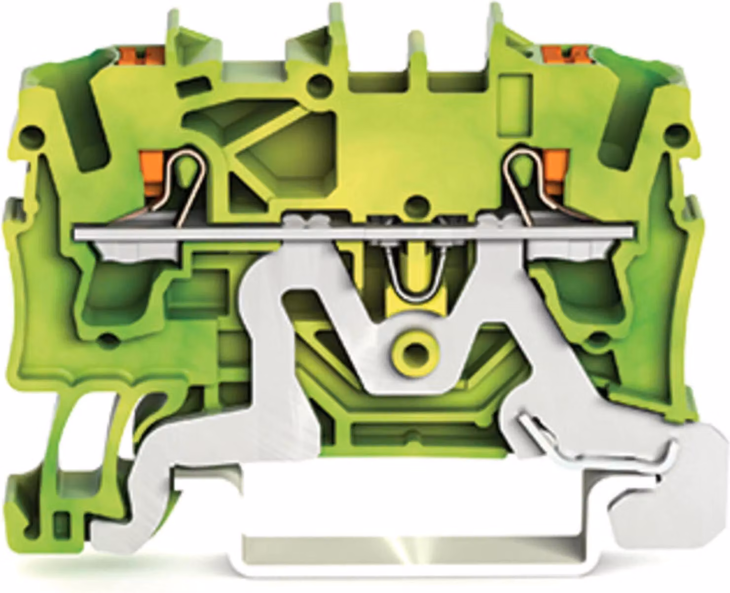Morsetto di protezione a 2 conduttori Wago con pulsante 2,5 mm², verde-giallo, 1 pz.