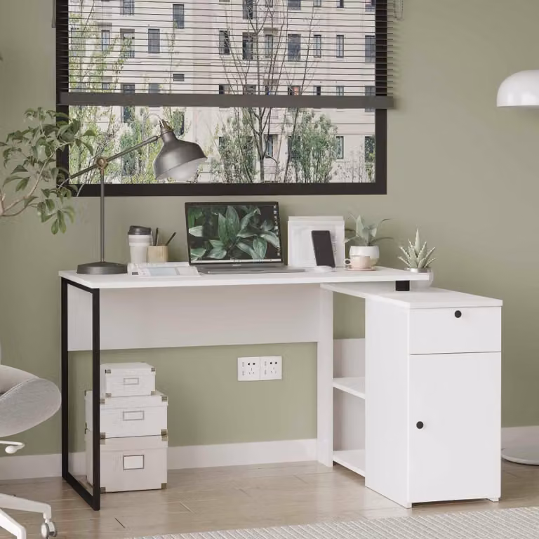 Skye Decor, Scrivania di alta qualità (codice per genitori) - 100% melaminico, bianca, 129,8 cm