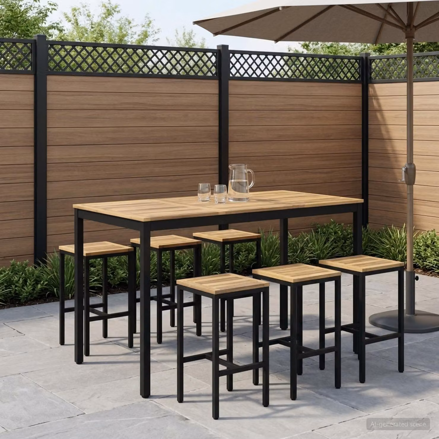 vidaXL Tavolo Bar da Giardino NAARDEN in Legno di Acacia Bianco e Nero L: 80,5 cm, P: 60 cm, H: 105 cm