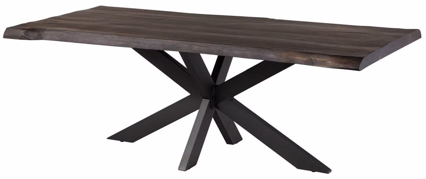 MASSIVMOEBEL24 | FREEFORM 5 Tavolo da pranzo in legno di mango - verniciato grigio / gambe incrociate antracite matt 180x90
