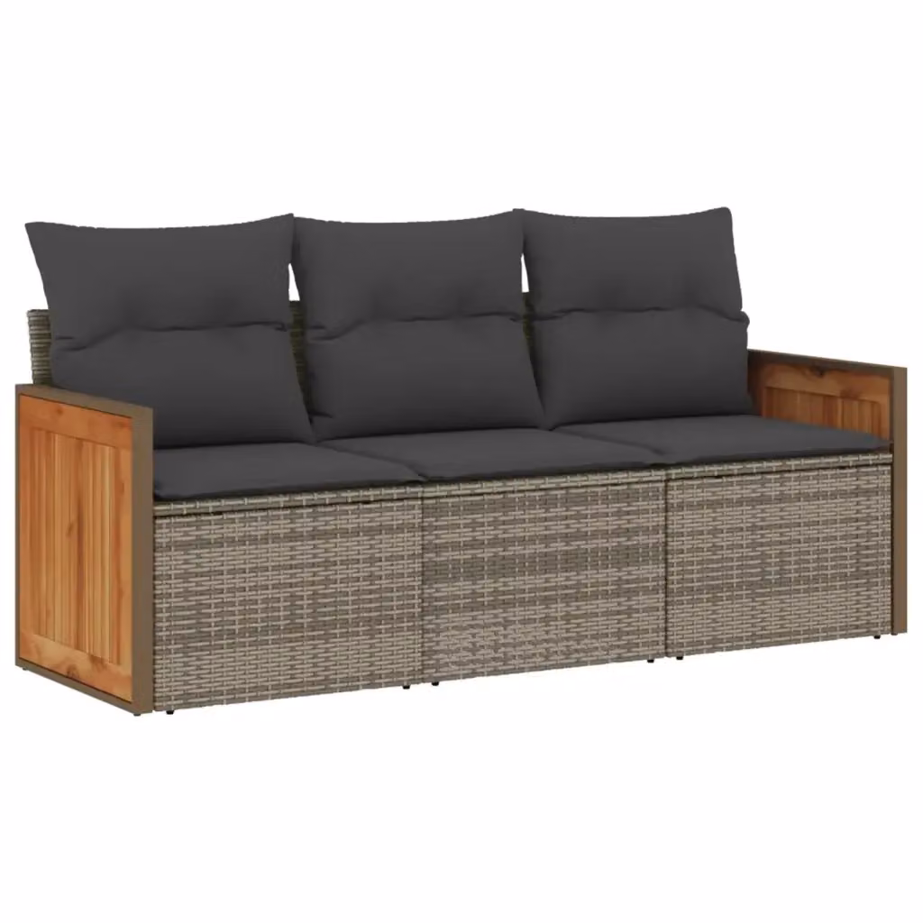 Set di divani da giardino vidaXL in polyrattan grigio con cuscini imbottiti e coperture rimovibili – 2