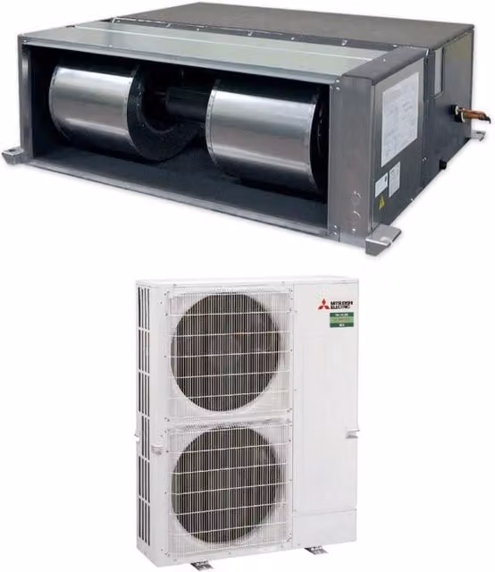 Climatizzatore Canalizzato Mitsubishi Electric Power Inverter Alta Prevalenza 85000 Btu PEA-M250LA + PUZ-ZM250YKA Trifase R-32 con Wi-Fi Opzionale Bianco
