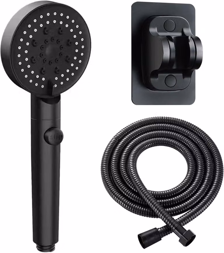 Doccia con tubo flessibile - 6 tipi di getto - Doccia - Risparmio idrico - Getto doccia con tubo flessibile da 1 a 5 metri e supporto senza foratura