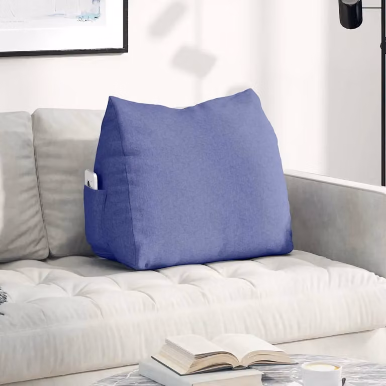 Cuscino a cuneo per schiena vidaXL in tessuto blu, L: 60 cm, P: 20 cm, H: 50 cm