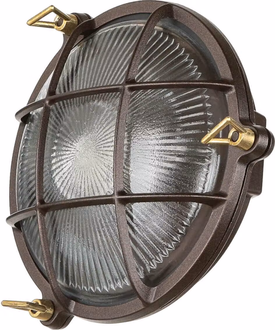 Lampada da esterno a parete IP64 E27 vetro ottone massiccio Ø 21 cm Lampada da parete marittima per cortile esterno