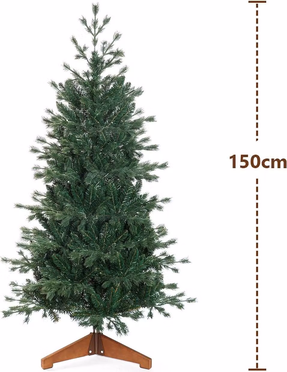 Albero di Natale artificiale - Realistico 210 cm (2,1 m) - 1186 punte - Rami misti PE+PVC - Supporto metallico pieghevole e base in legno - Senza illuminazione - Verde