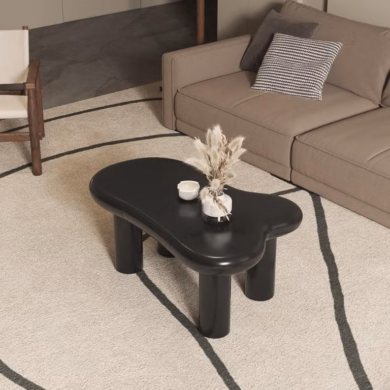 Tavolino da salotto - design moderno a forma di nuvola - metallo bianco con pratici spazi di stoccaggio