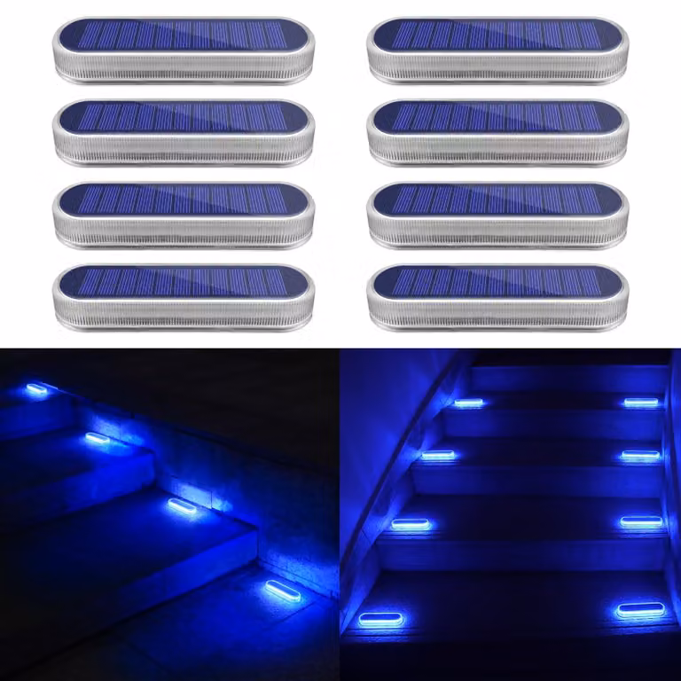 Lampada solare da esterno a LED, con illuminazione a 360°, grado di protezione IP68 (impermeabile), 40 lumen, colore blu