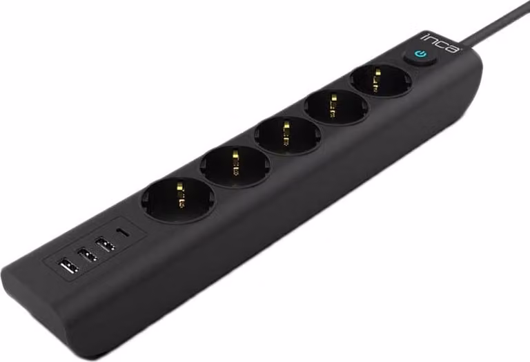 INCA IPW-44TU INCA Steckdosenleiste IPW-44TU  5fach, 3xUSB-A+1xUSB-C, 1,5m