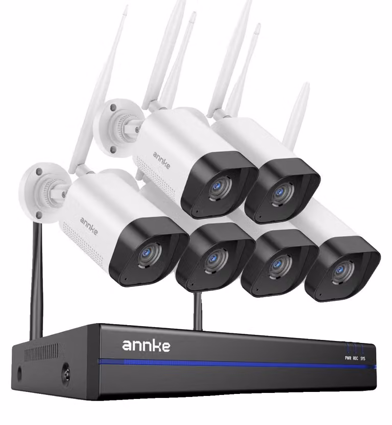 Sistema di videosorveglianza CCTV wireless, risoluzione 3 MP, audio bidirezionale, 6 telecamere da 3 MP, senza b