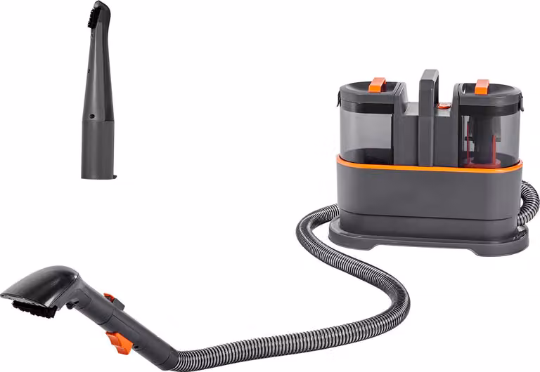 Macchina per la pulizia dei tappeti portatile SucceBuy con serbatoio dell'acqua pulita da 1,5 litri e serbatoio dell'acqua sporca da 0,8 litri, pulitore per tappezzeria con potenza di aspirazione di 11,5 kPa per una rimozione accurata delle macchie su tap