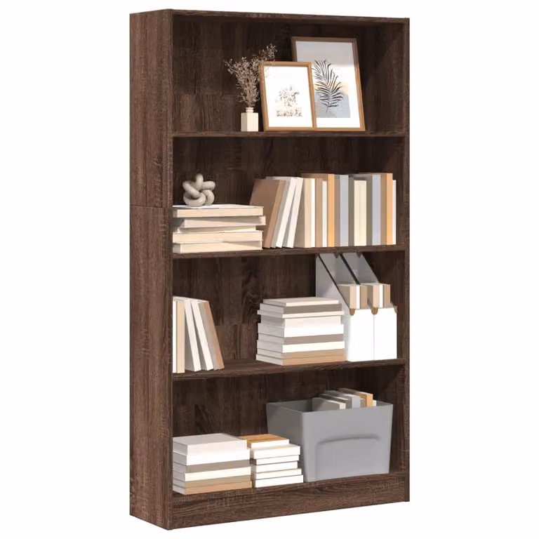 Libreria moderna vidaXL in legno marrone con pannello posteriore, L 80 cm x P 24 cm x H 143 cm