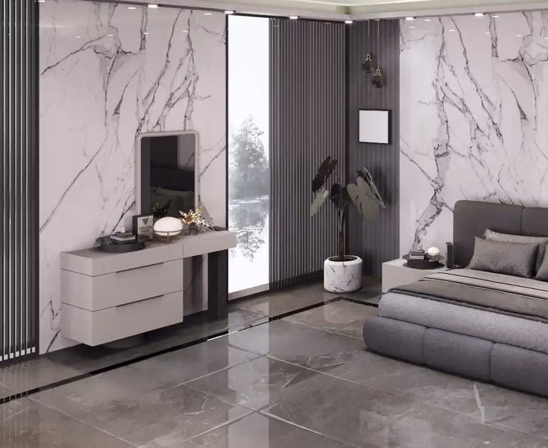 Toeletta con specchio – design moderno in grigio