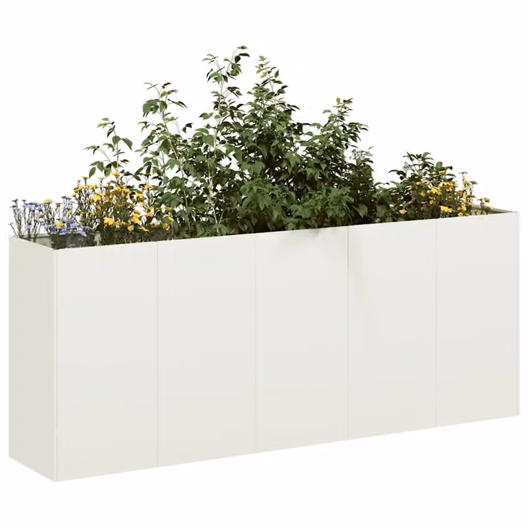 vidaXL Fioriera Bianca in Acciaio per Orto e Giardino L: 200 cm, P: 40 cm, H: 80 cm