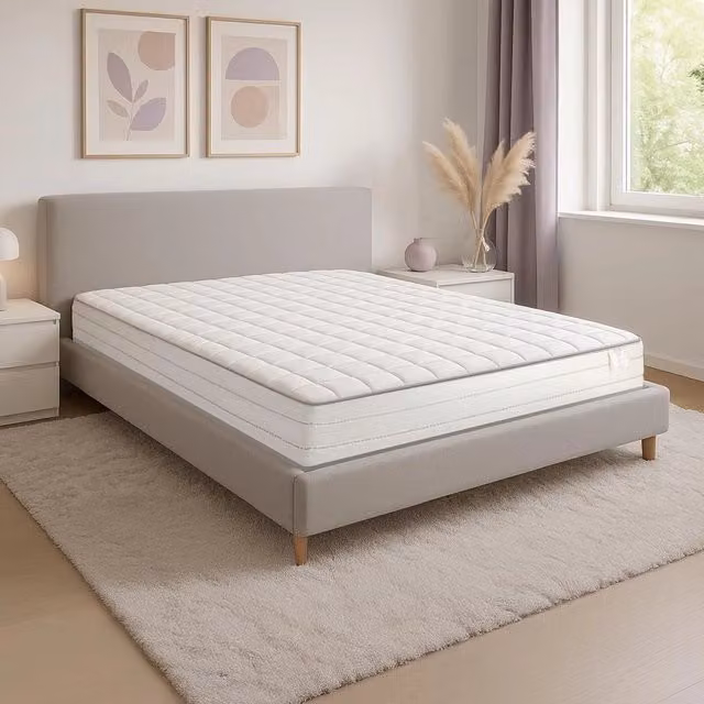 Materasso in memory foam Farmarelax, traspirante e antiacaro, L: 160 cm x P: 190 cm, H: 17 cm, colori blu e bianco – 1