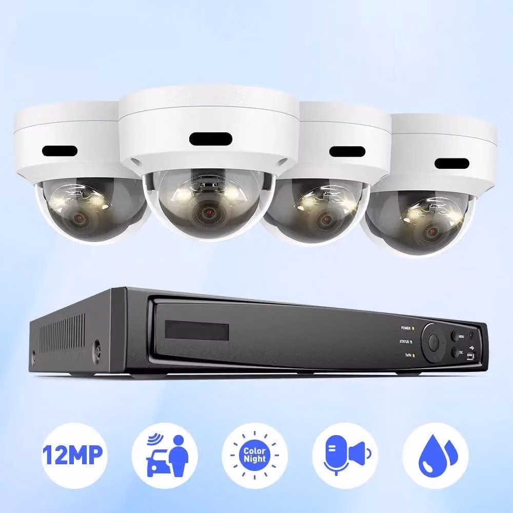 Kit di telecamere di sicurezza – Telecamera per videosorveglianza – Telecamera di sicurezza – Sistema NVR – Telecamera POE – 4 telecamere per esterni
