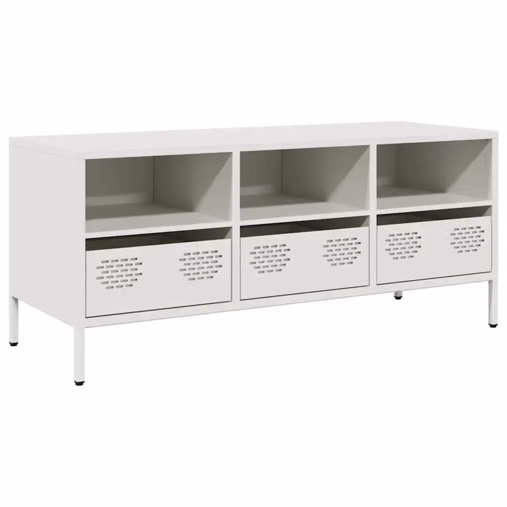 Mobile TV vidaXL in metallo bianco stile industrial L: 101,5 cm, P: 39 cm, H: 43,5 cm – 2