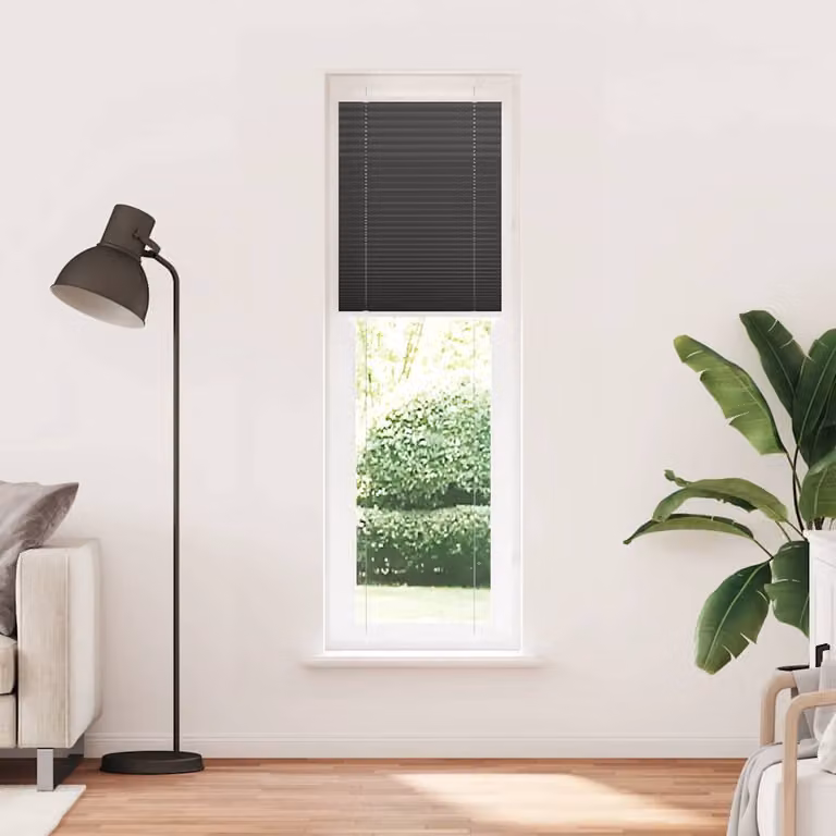 vidaXL Tenda Plissettata Nera 65x200 cm Larghezza Tessuto 64,4 cm