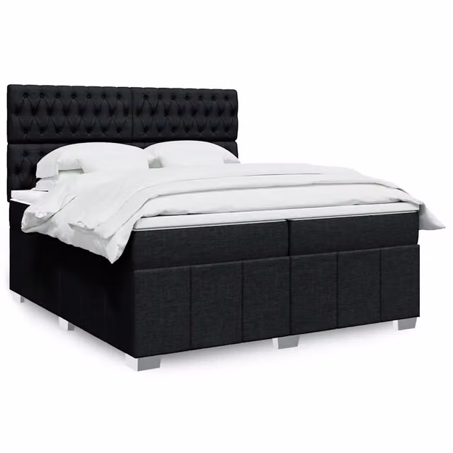 Letto Ibrido Moderno vidaXL con Materasso e Illuminazione Sotto il Letto, Bianco e Nero, L/P: 200 x 200 cm