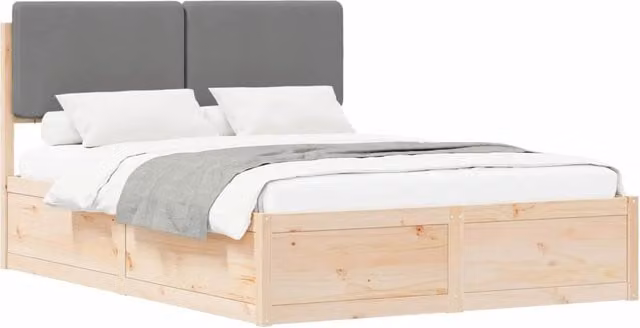 Letto matrimoniale | Letto per adulti | Letto con Testiera Rivestita Grigio chiaro 140 x 190 cm