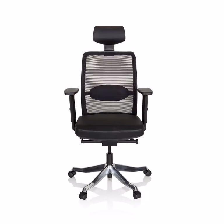 Sedia da ufficio, girevole, SENATOR PRO / pelle / nero