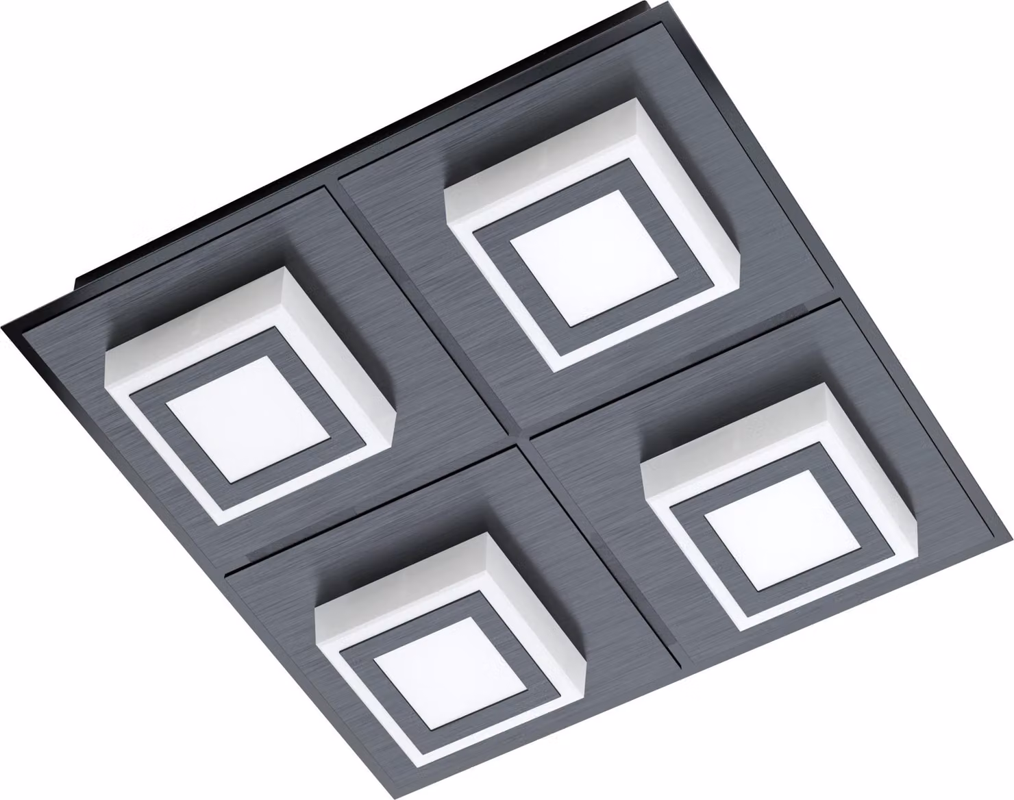 EGLO Plafoniera LED Masiano 1, lampada da parete, plafoniera in alluminio, acciaio e plastica in nero, finitura satinata, lampada da soggiorno, bianco caldo